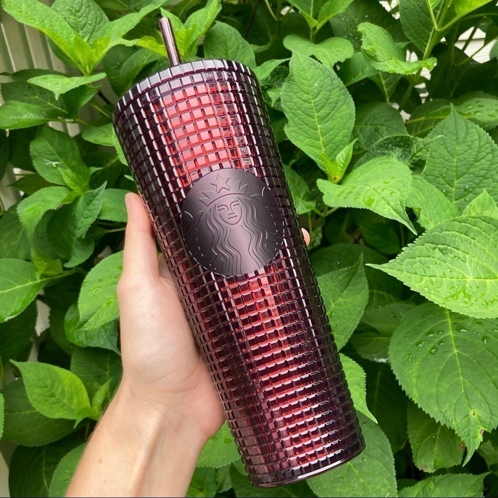 Starbucks | Plum Geometric Grid Studded Burgundy Smoke Holiday 2020 Tumbler